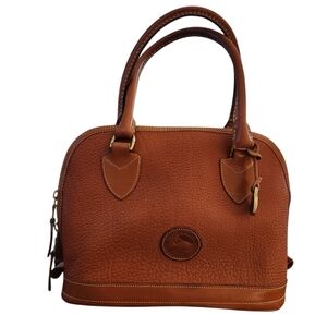 Dooney And Bourke Brown Leather Dome Satchel Handbag Crossbody